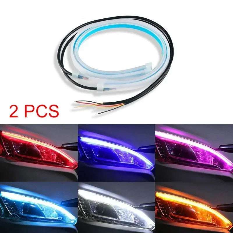 2 pezzi 30 cm auto DRL flessibile impermeabile faro LED