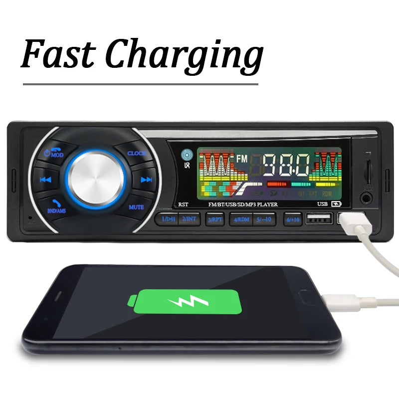 SINOVCLE Car 1din Audio Radio Bluetooth Stereo Lettore MP3 Ricevitore FM 12V Supporto Ricarica Telefono AUX/USB/Scheda TF In Dash Kit