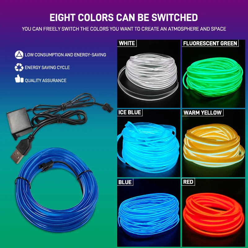 Striscia LED al neon per interni auto: illuminazione ambientale flessibile per auto