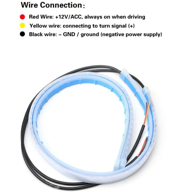 2 pezzi 30 cm auto DRL flessibile impermeabile faro LED