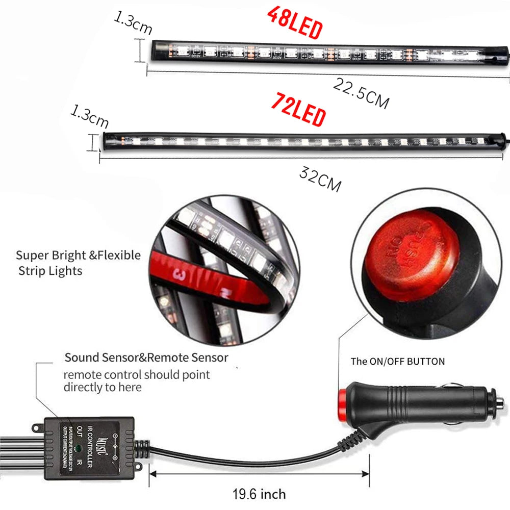 Striscia luminosa per interni auto con controllo vocale e RGB