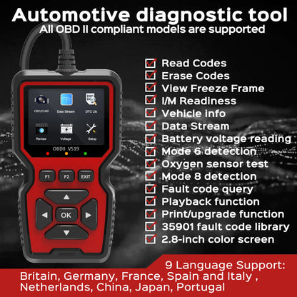 Lettore di codici e strumento di scansione OBD-II universale