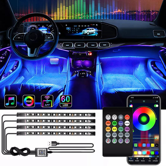 Striscia luminosa per interni auto con controllo vocale e RGB