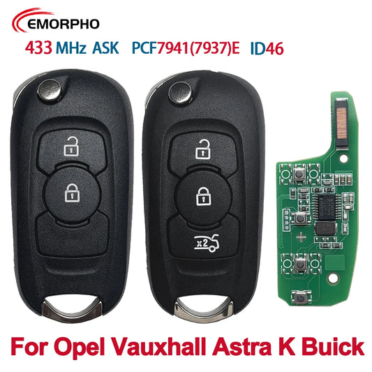 EMORPHO 315/434MHz ID46 PCF7941E Smart Flip Remote Key Car (2-3 pulsanti) per Opel, Vauxhall, Buick Verano, Excelle GT, Astra K