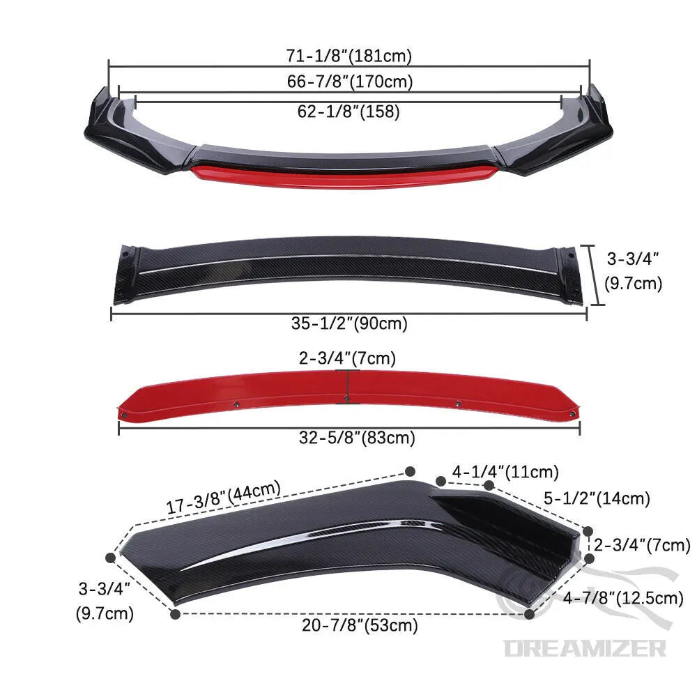 Per Chevrolet Corvette C7 4 pezzi Kit paraurti anteriore auto Spoiler Splitter Diffusore Canard in fibra di carbonio Parti di ricambio per auto